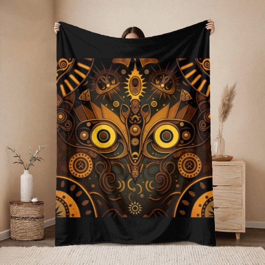 New Age 1920s Abstract Steampunk Design Throw Blankets