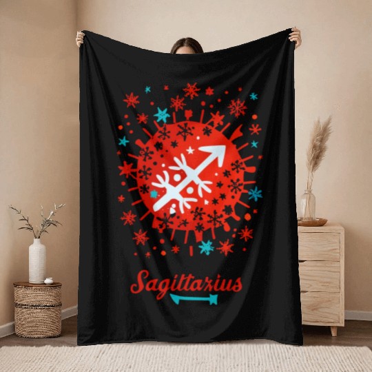 Sagittarius in the Winter Wonderland Throw Blankets