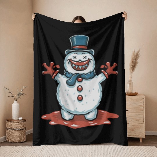 frosty snowman creepy Throw Blankets