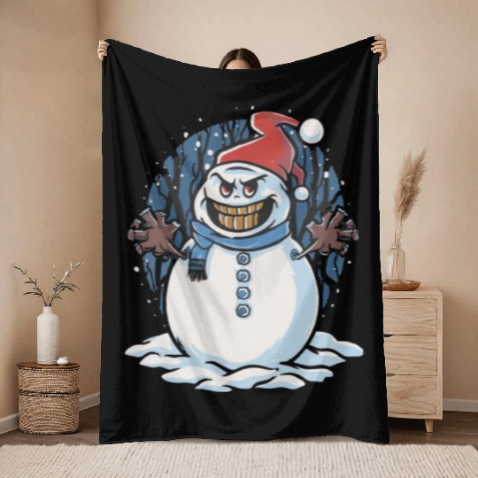frosty snowman creepy Throw Blankets