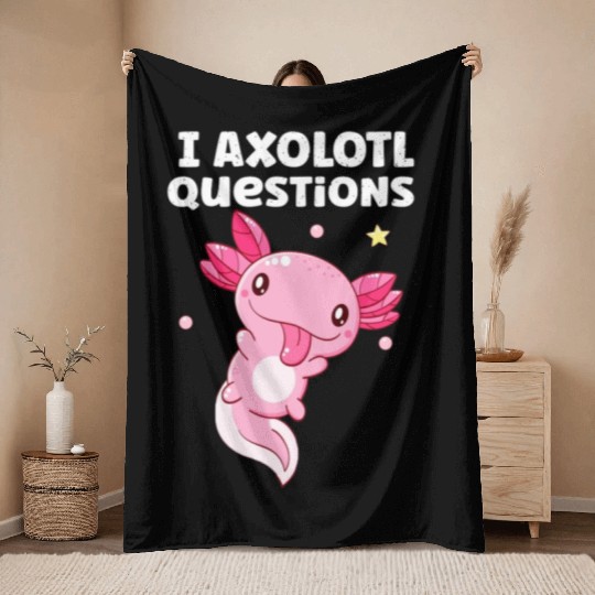 I Axolotl Questions Axolotl funny Axolotl Retro Throw Blankets
