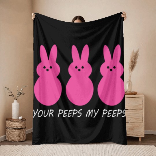 Easter Bunny Peeps Dab Dabbing Throw Blankets