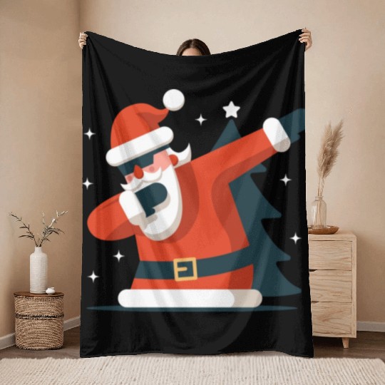 Dabbing Santa Throw Blankets