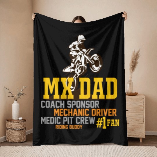 Mx Dad Motocross Supercross Papa Throw Blankets