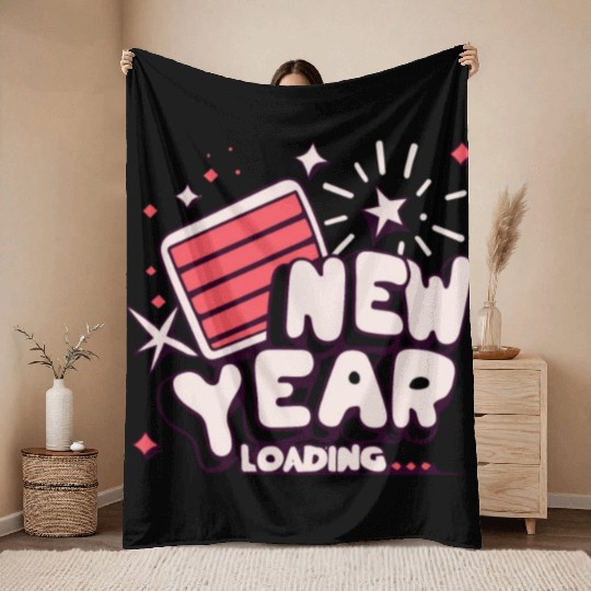 NYE New Year Loading Cheers To Festive New Year's Throw Blankets