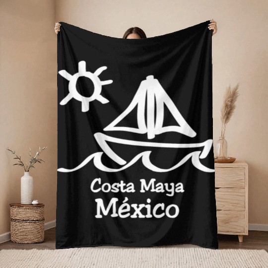 Costa Maya Mexico Sailboat Vacation Trip Beach Throw Blankets