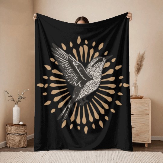 Wild Bird In Flight Design Throw Blankets