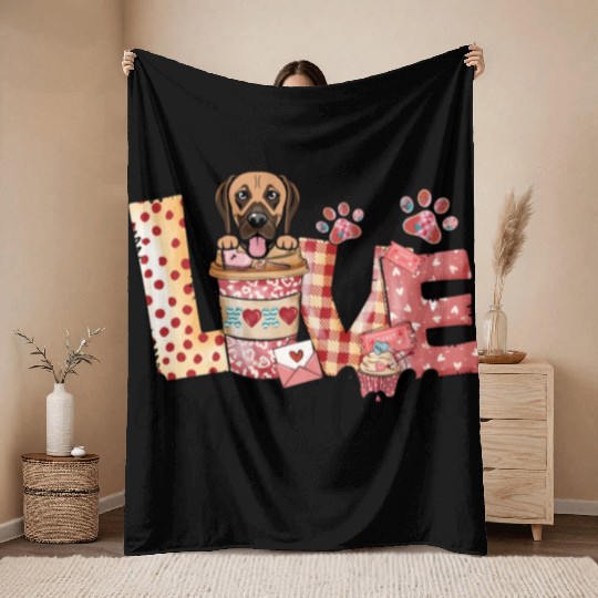 Great Dane Dog Coffee Lover Dog Mom Valentines Day Throw Blankets