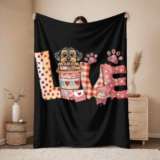 Morkie Dog Coffee Lover Dog Mom Valentines Day Throw Blankets