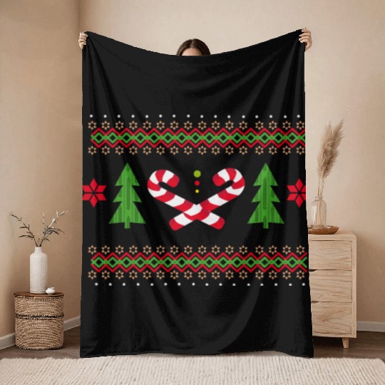 Candy canes pattern for Christmas Throw Blankets