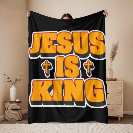 Jesus Is King Love Jesus Christian Christmas Throw Blankets