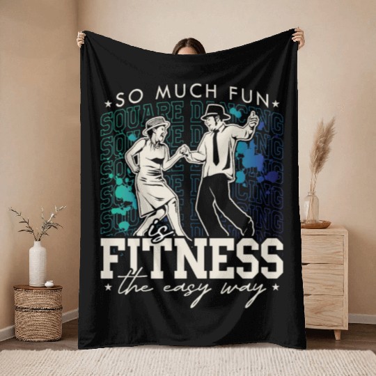 Square Dancing So Much Fun Square Western Dancing Throw Blankets