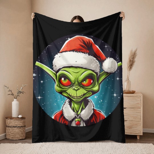 Alien Christmas Throw Blankets