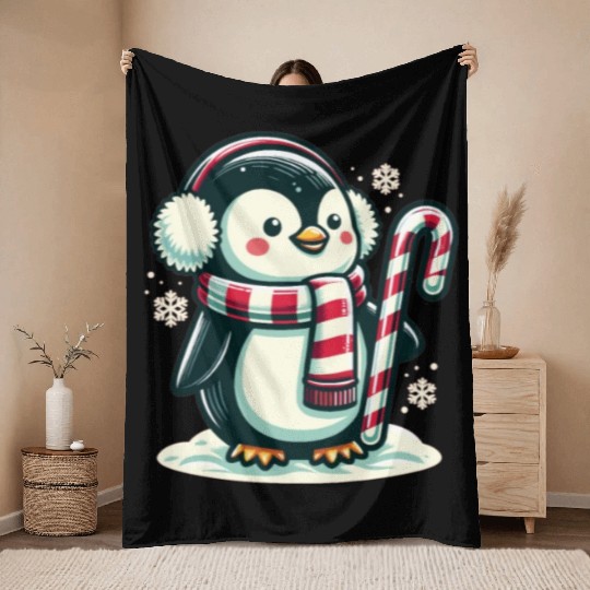 Penguin Christmas Animals Cute Penguins Throw Blankets