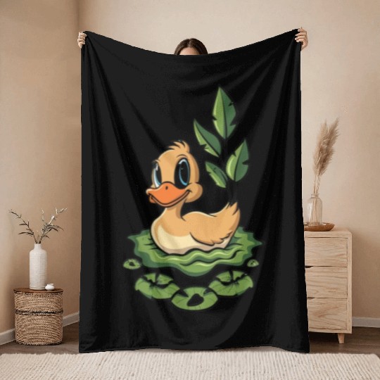 cute duck swimming in a swamp Throw Blankets