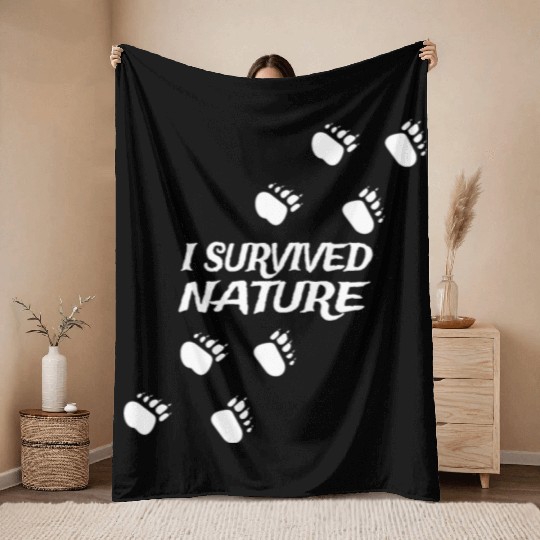 Survival Achievement Unlocked: 'I Survived Nature' Throw Blankets