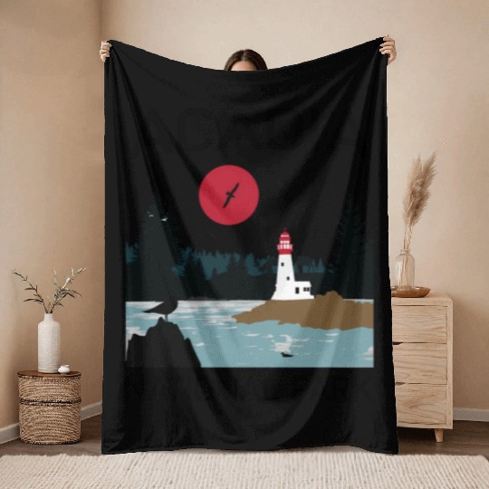 Acadia National Park 80s Maine Mount Island Throw Blankets
