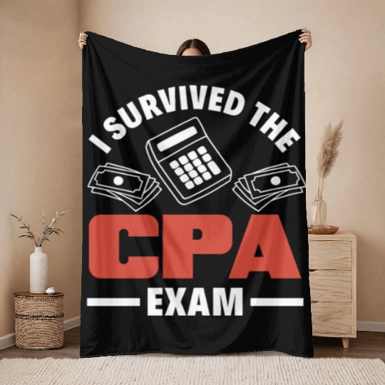 I Survived The CPA Exam Funny Accountant Gift Throw Blankets