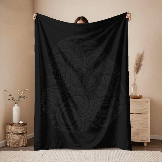Maori Cultural Ink Tattoo Mastery in black Throw Blankets