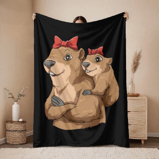 Groundhog Marmot Mom for a Marmot lover groundhog Throw Blankets