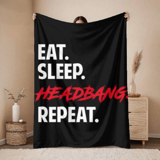 Funny Metal Hardrock Headbanger's Rock Music Throw Blankets