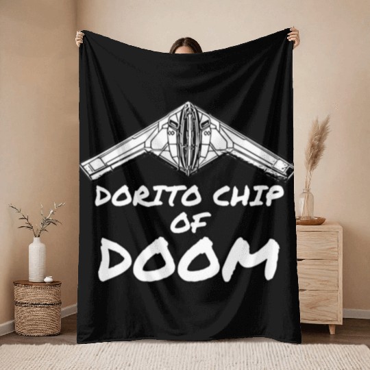 DORITO CHIP OF Dooom | B-21 Raider Throw Blankets