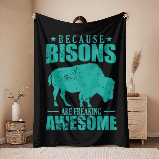 Because Bisons are Freaking Awesome Animal Throw Blankets