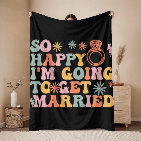 Bride Bridal Party Engagement Throw Blankets