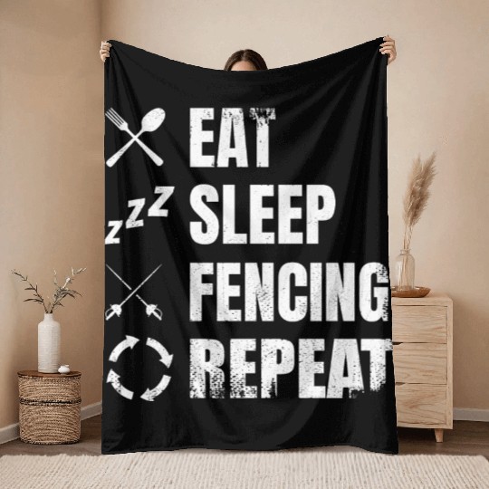 Fencing Daily Routine Throw Blankets
