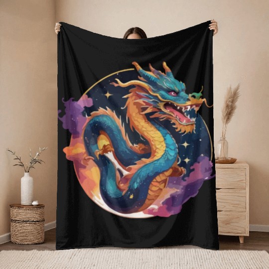 traditional Chinese dragon Throw Blankets
