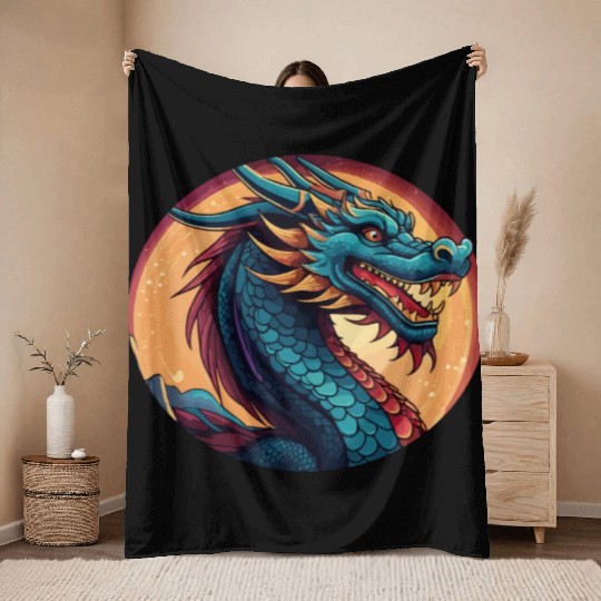 traditional Chinese dragon Throw Blankets