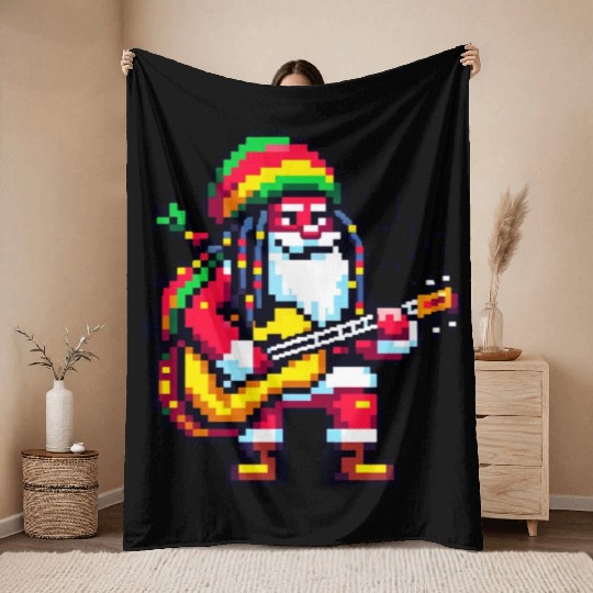 Reggae Rhythms with Santa - Christmas Beat Throw Blankets