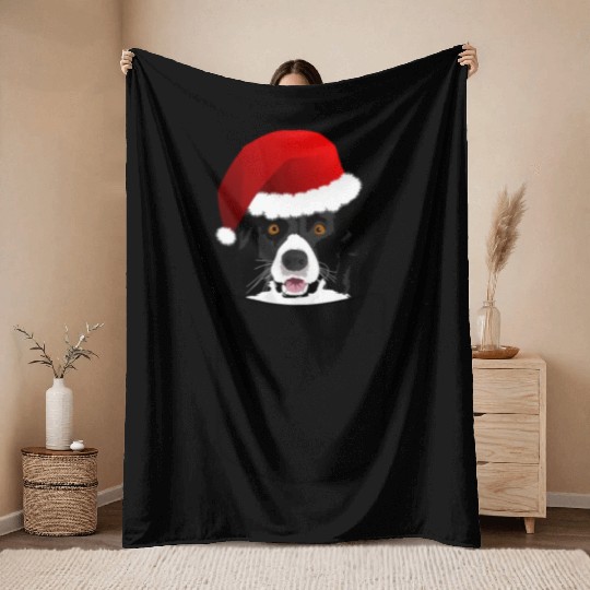 Pocket Border Collie Throw Blankets