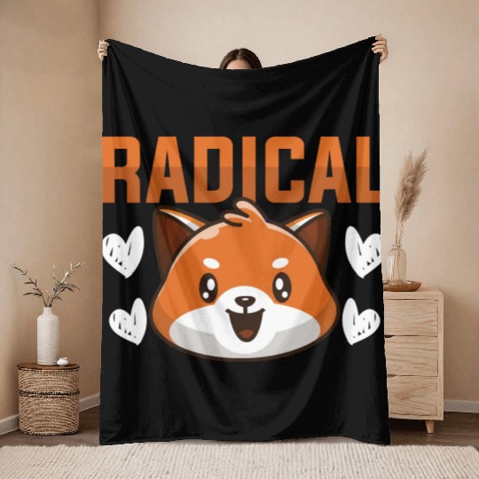Radical Red Panda Throw Blankets