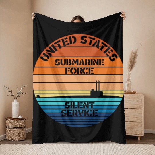Sunset Us Submarine Force Silent Service Throw Blankets