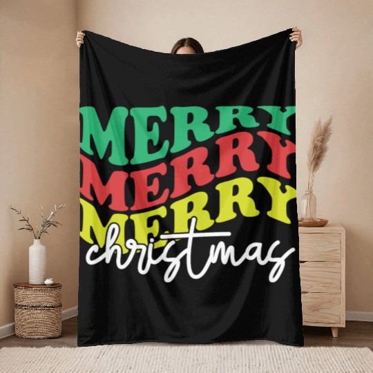 Merry merry merry Christmas, Xmas Design Throw Blankets