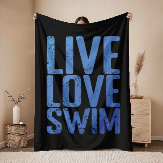 Live Love Swim Sport Training Throw Blankets