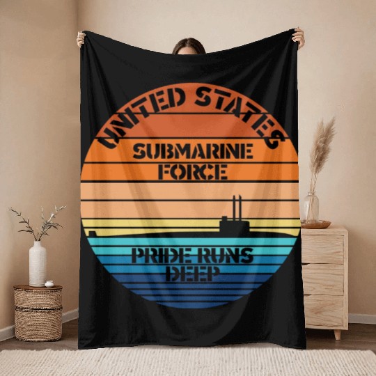 Sunset Us Submarine Force Pride Runs Deep Throw Blankets
