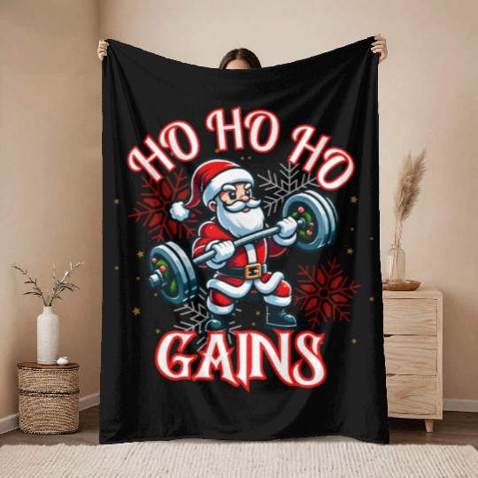 Santa Claus Christmas workout Throw Blankets