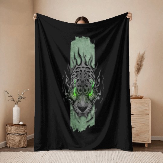 Emerald-Eyed Jaguar Throw Blankets
