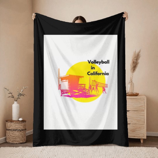 Volleyball in California Throw Blankets