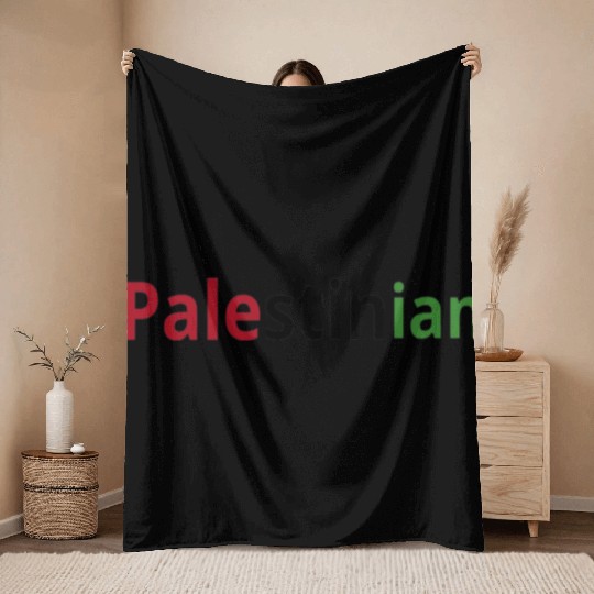 Free Palestine, red black and green, watermelon Throw Blankets