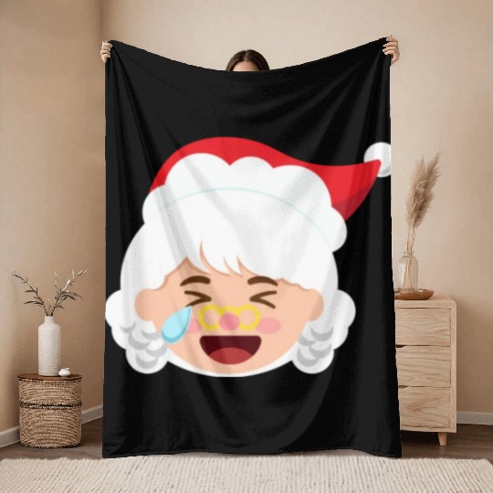 Mrs Claus Emoticons Cry Laughing Loud Christmasmrs Throw Blankets