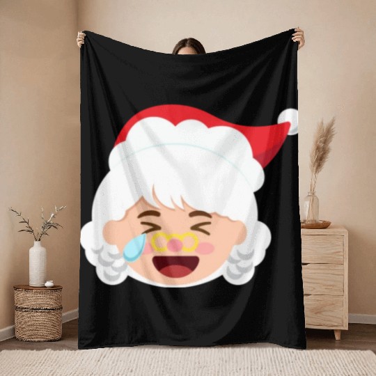 Mrs Claus Emoticons Cry Laughing Loud Christmasmrs Throw Blankets