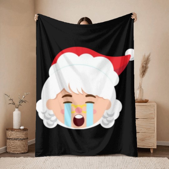 Mrs Claus Emoticons Crying Out Loud Christmasfunny Throw Blankets