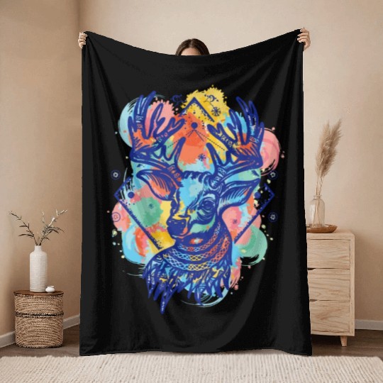 Winter Wonderland: Deer Color Design Throw Blankets