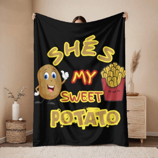 shés my sweet potato Throw Blankets