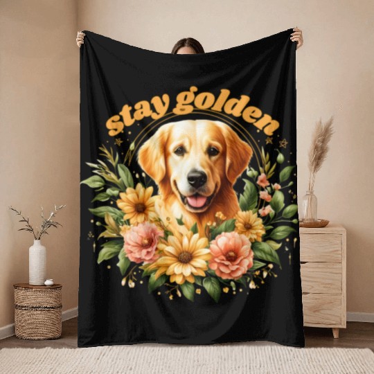 Cute Golden Retriever Throw Blankets