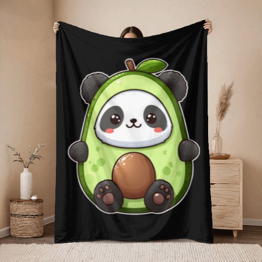 Panda in avocado costume Throw Blankets