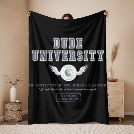 Dude University Throw Blankets